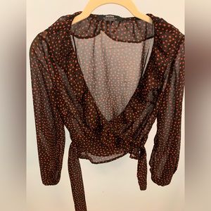 Bershka Sheer Wrap Top